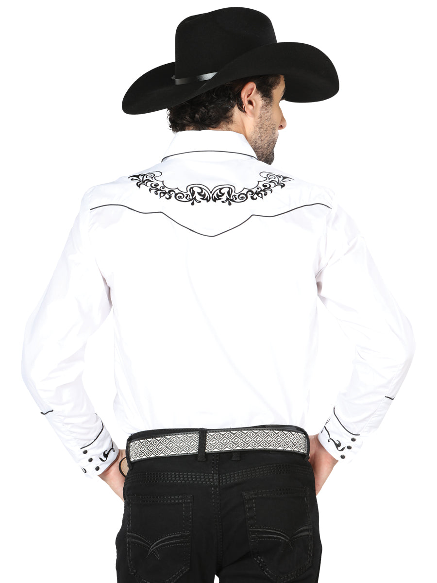 El General Embroidery Western Shirt White/Black 40988