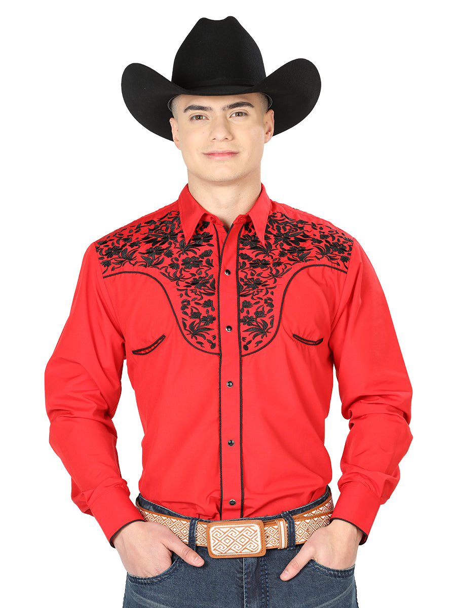 El Señor de los Cielos Embroidery Shirt Red/Black 43298