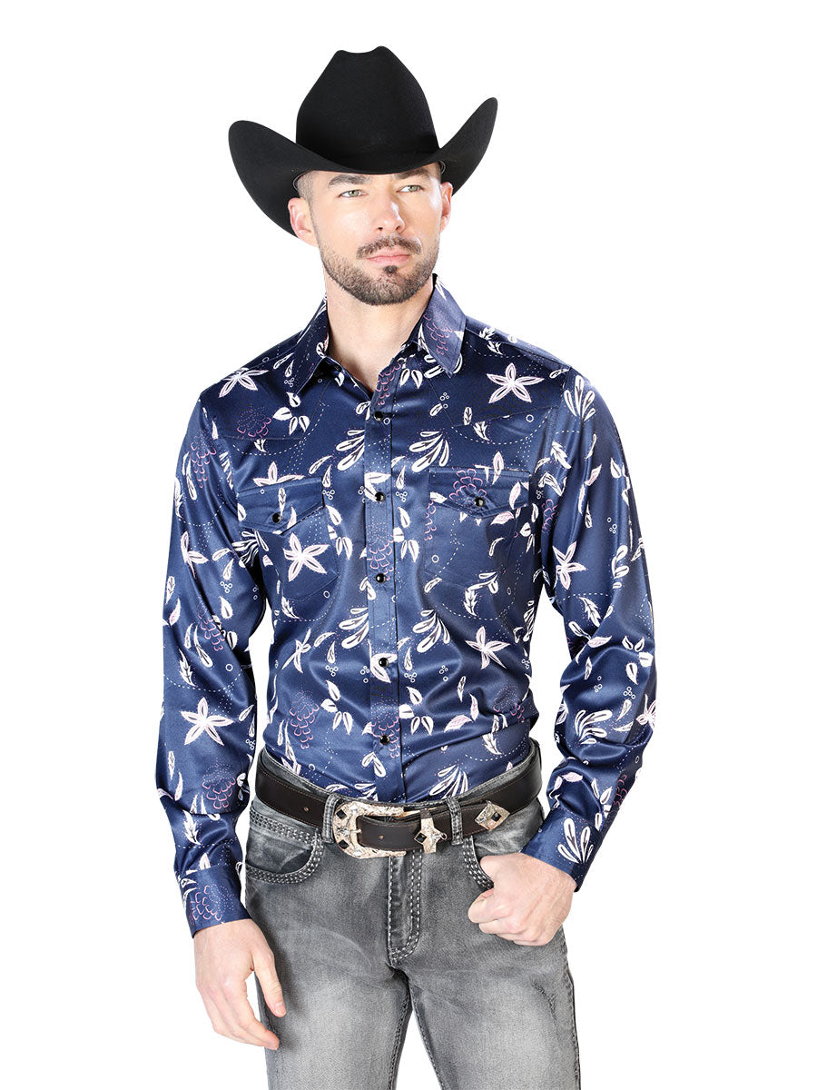 Blue Casual Long Sleeve Shirt 43932