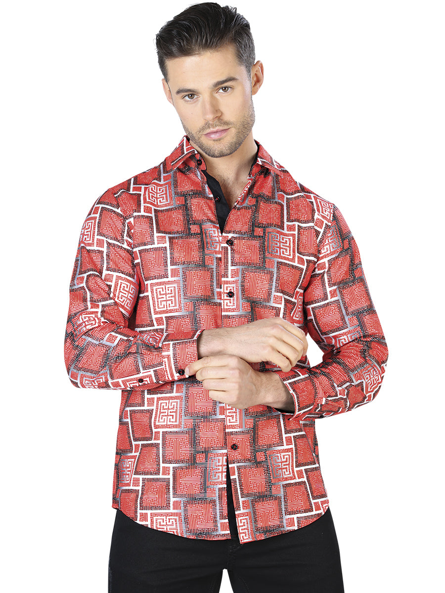 Camisa informal roja de manga larga 44005