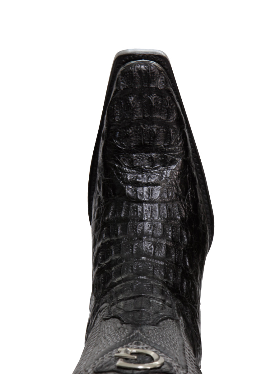 El General Men's Exotic Caiman Nuca Cowboy Boots - Black 45081