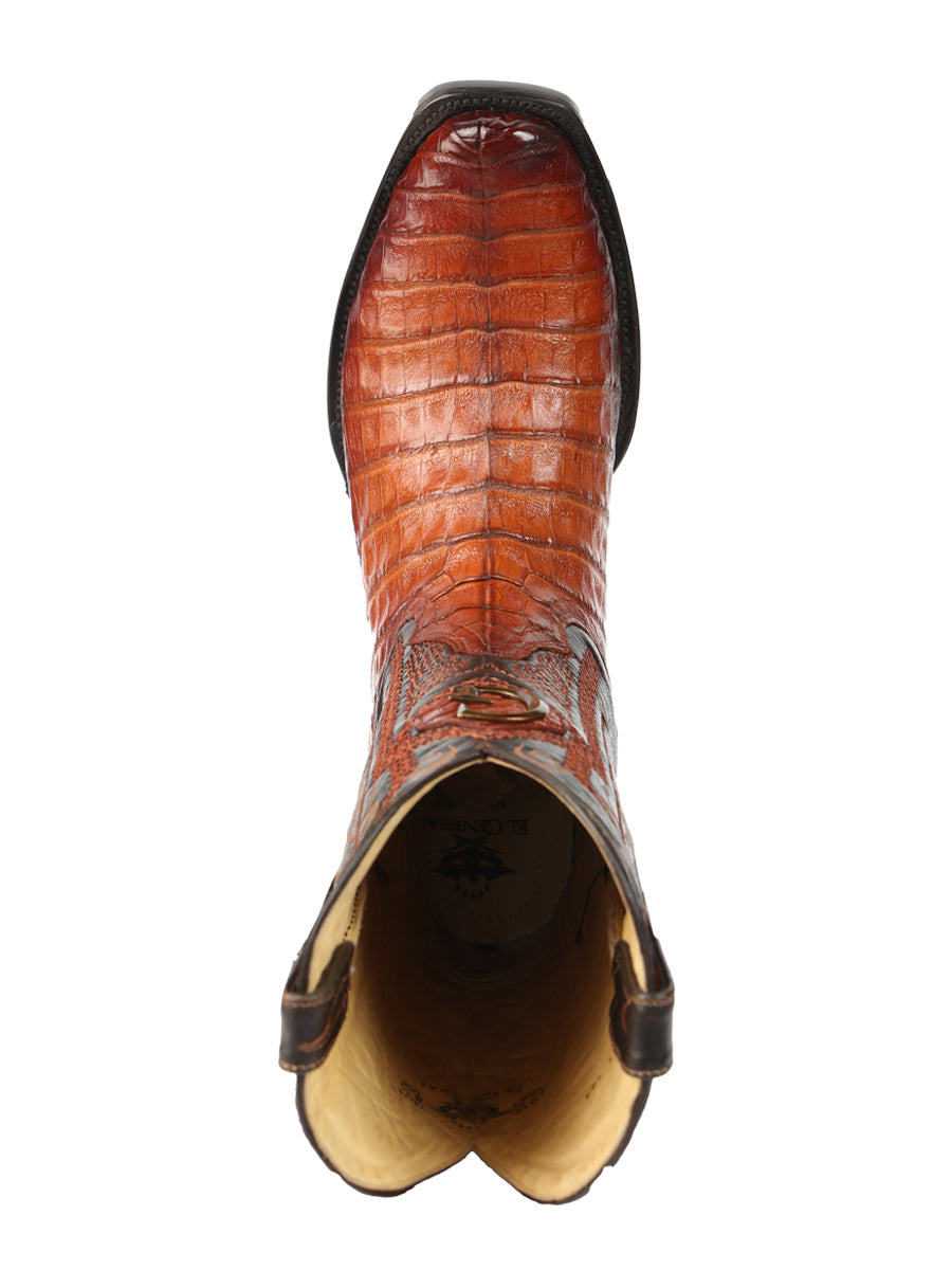 El General Men's Exotic Caiman Belly Cowboy Boots - Cognac 45520