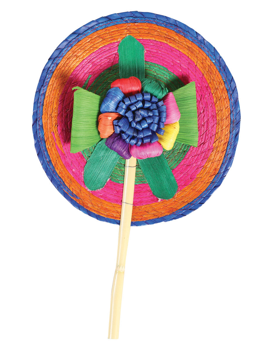 Artisanal Hand Fan 100% Palm Leaf and Bamboo Multicolor 602132