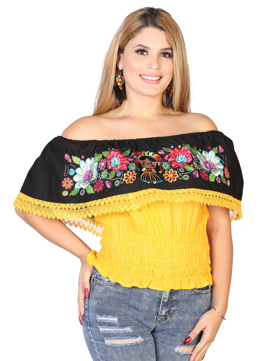 Blusa Bordada Artesanal 100% Algodón Amarillo 602450