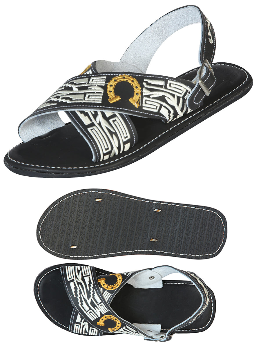 Mexican Artisanal Sandals 50% Leather, 50% Synthetic Black 603788