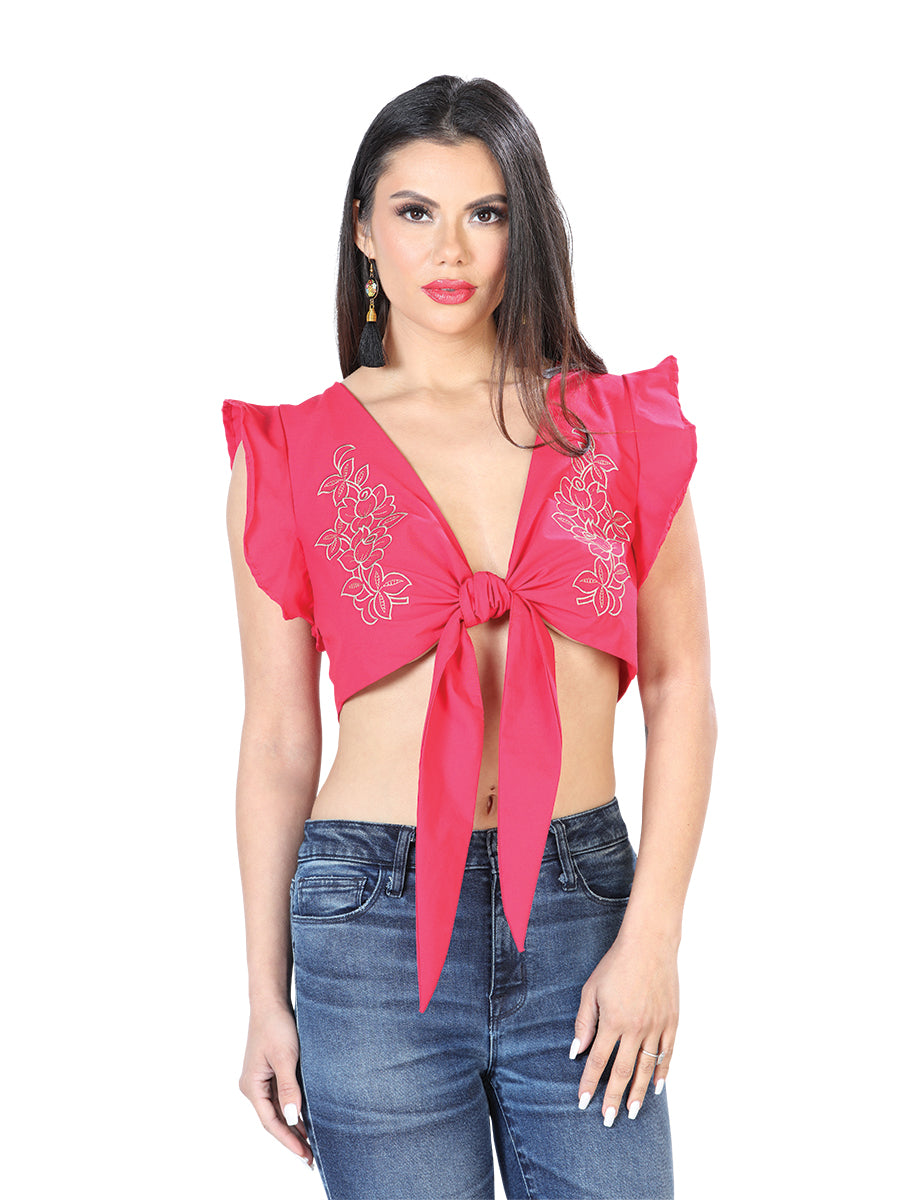 Artisanal Embroidered Blouse 65% Polyester 35% Cotton Fuchsia 603861