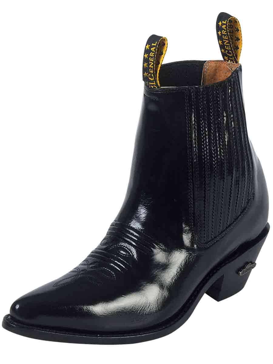 Ankle Cowboy Boot by El General - Black Chameleon 181