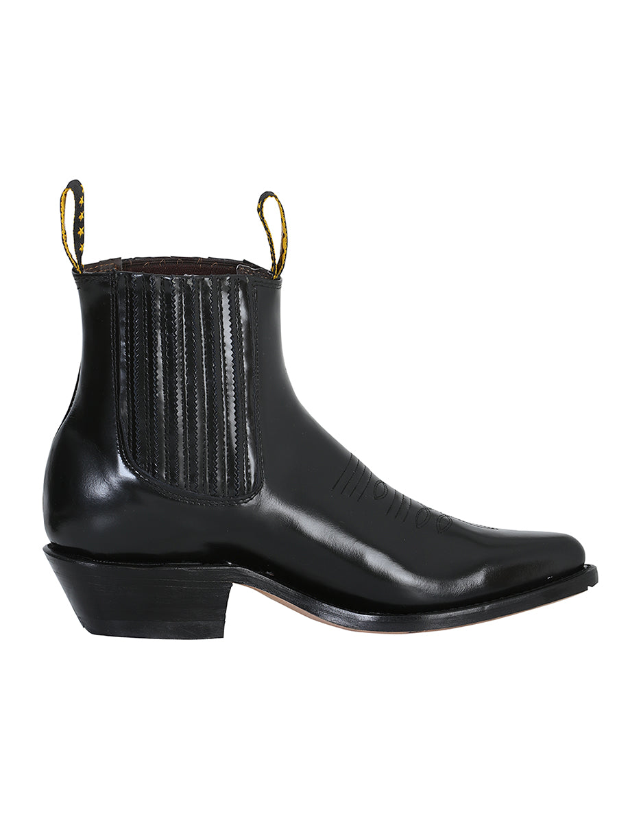 Ankle Cowboy Boot by El General - Black Chameleon 181