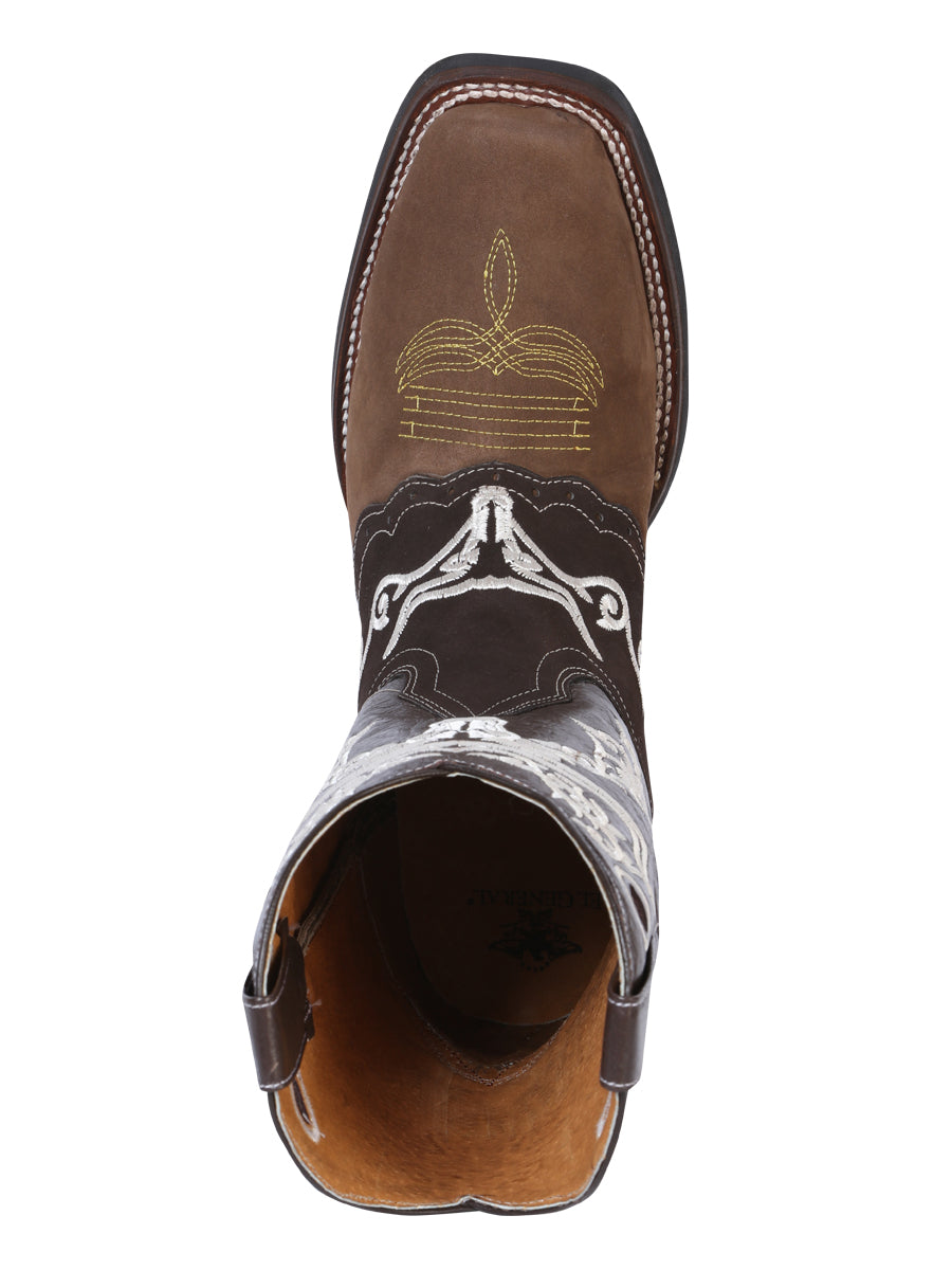 El General Rodeo Boot - Crazy  Brown/Dark Brown with Embroidery 34311