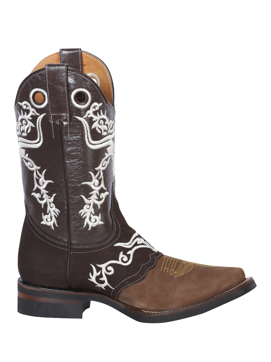 El General Rodeo Boot - Crazy  Brown/Dark Brown with Embroidery 34311