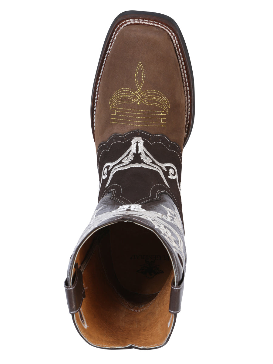 El General Rodeo Boot - Crazy  Brown/Dark Brown with Embroidery 34311