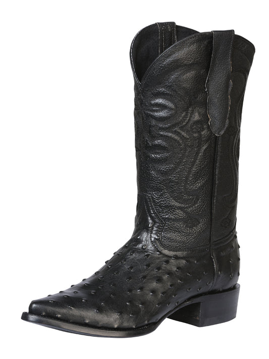 El Señor de los Cielos Men’s Western Boots - Imitation Ostrich Leather - Black 40836