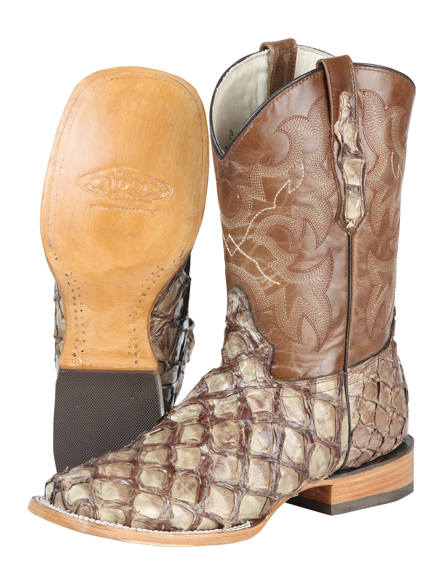 El General Men's Exotic Monster Fish Rodeo Boots - Cream 44114