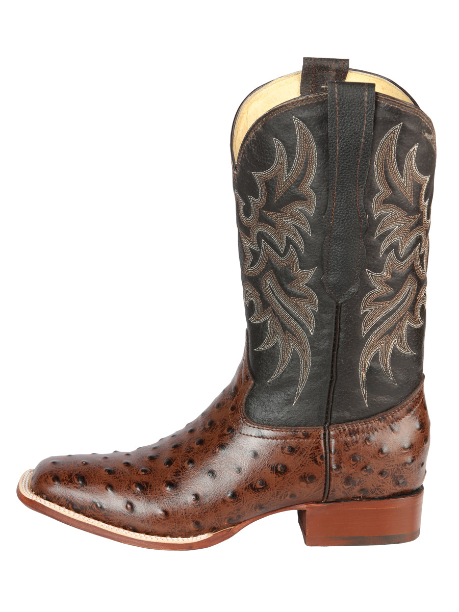 El Señor de los Cielos Men’s Rodeo Boot - Imitation Ostrich Leather - Brown 44934