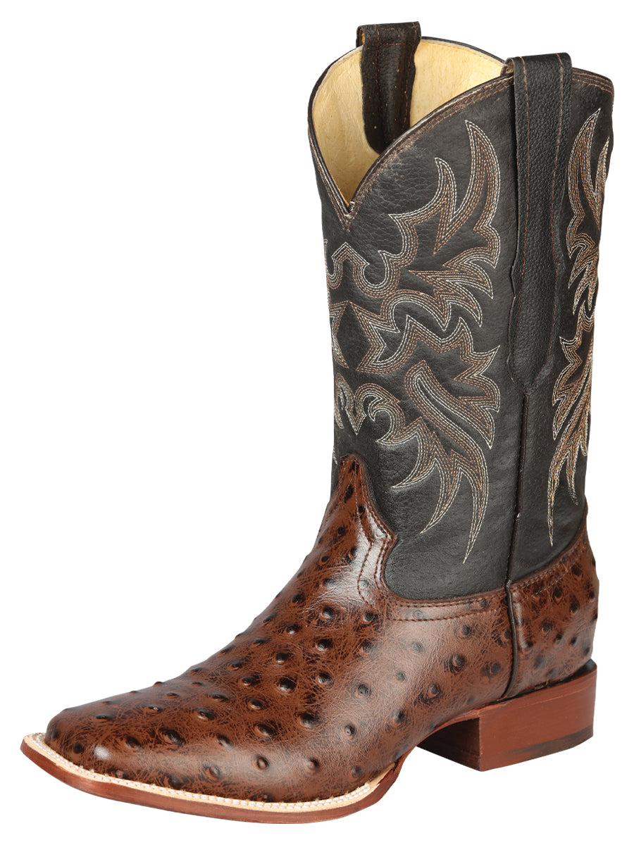 El Señor de los Cielos Men’s Rodeo Boot - Imitation Ostrich Leather - Brown 44934