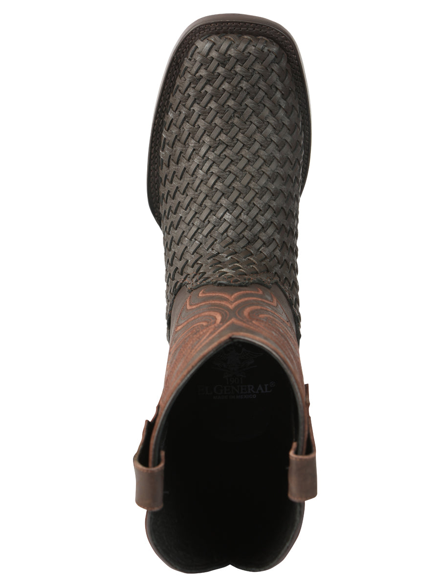 El General Men’s Leather Rodeo Boots Petatillo - Chocolate 45013