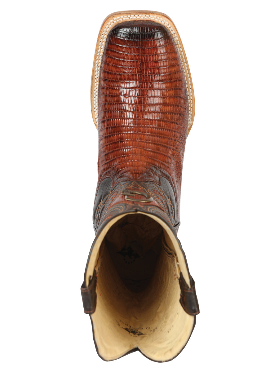 El General Men's Exotic Lizard Rodeo Cowboy Boots - Cognac 45071