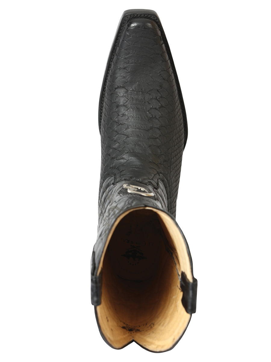 El General Men's Exotic Python Leather Cowboy Boots - Black 45087