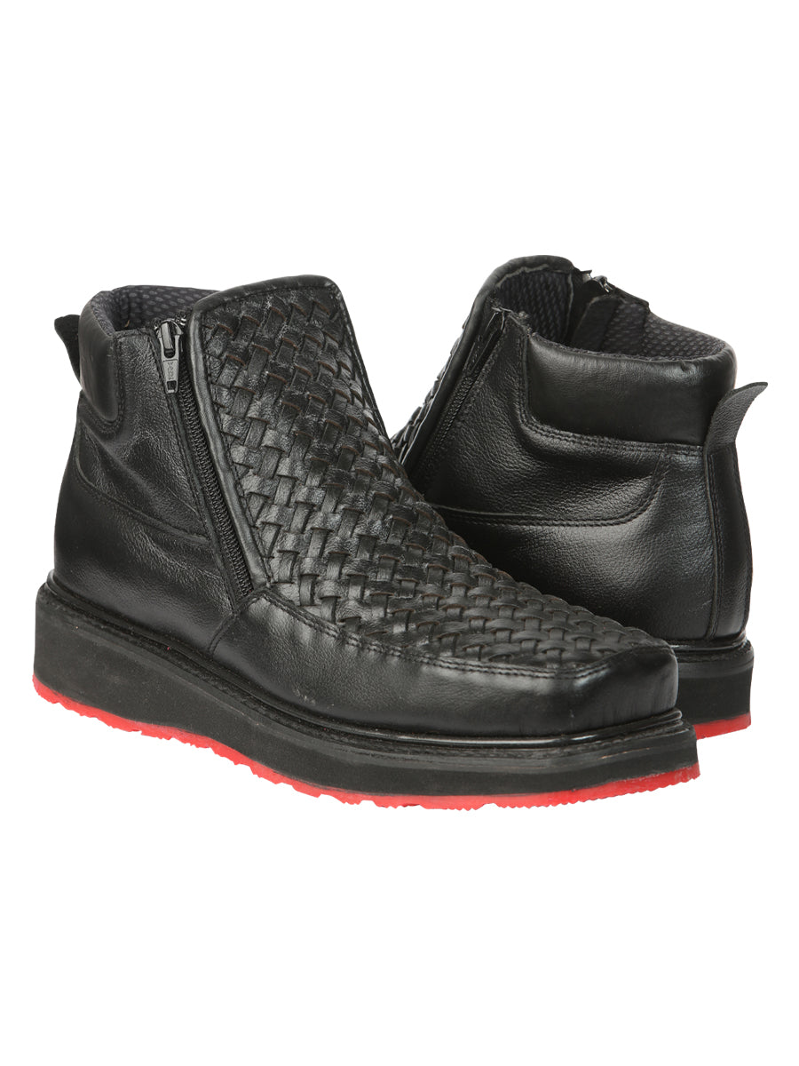 Botines negros tejidos con cremallera para hombre El General 45183