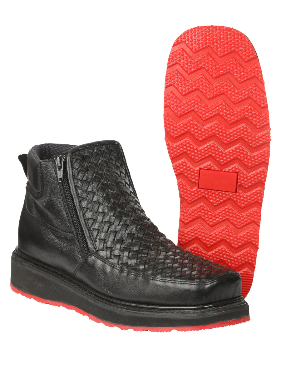 Botines negros tejidos con cremallera para hombre El General 45183