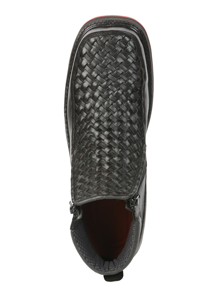 Botines negros tejidos con cremallera para hombre El General 45183