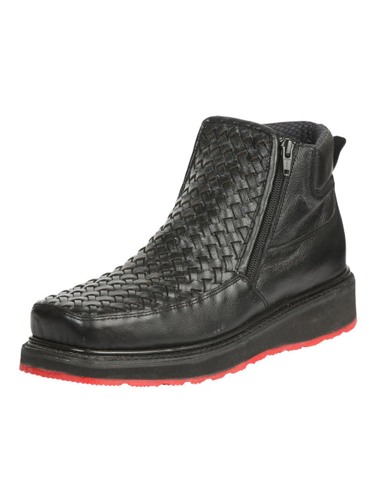 Botines negros tejidos con cremallera para hombre El General 45183