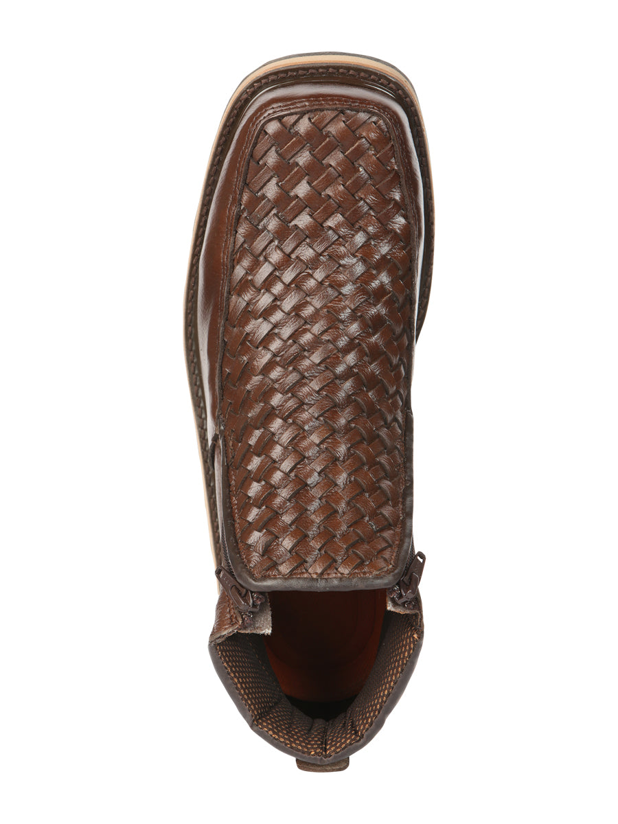 Botines tejidos marrones con cremallera para hombre El General 45184