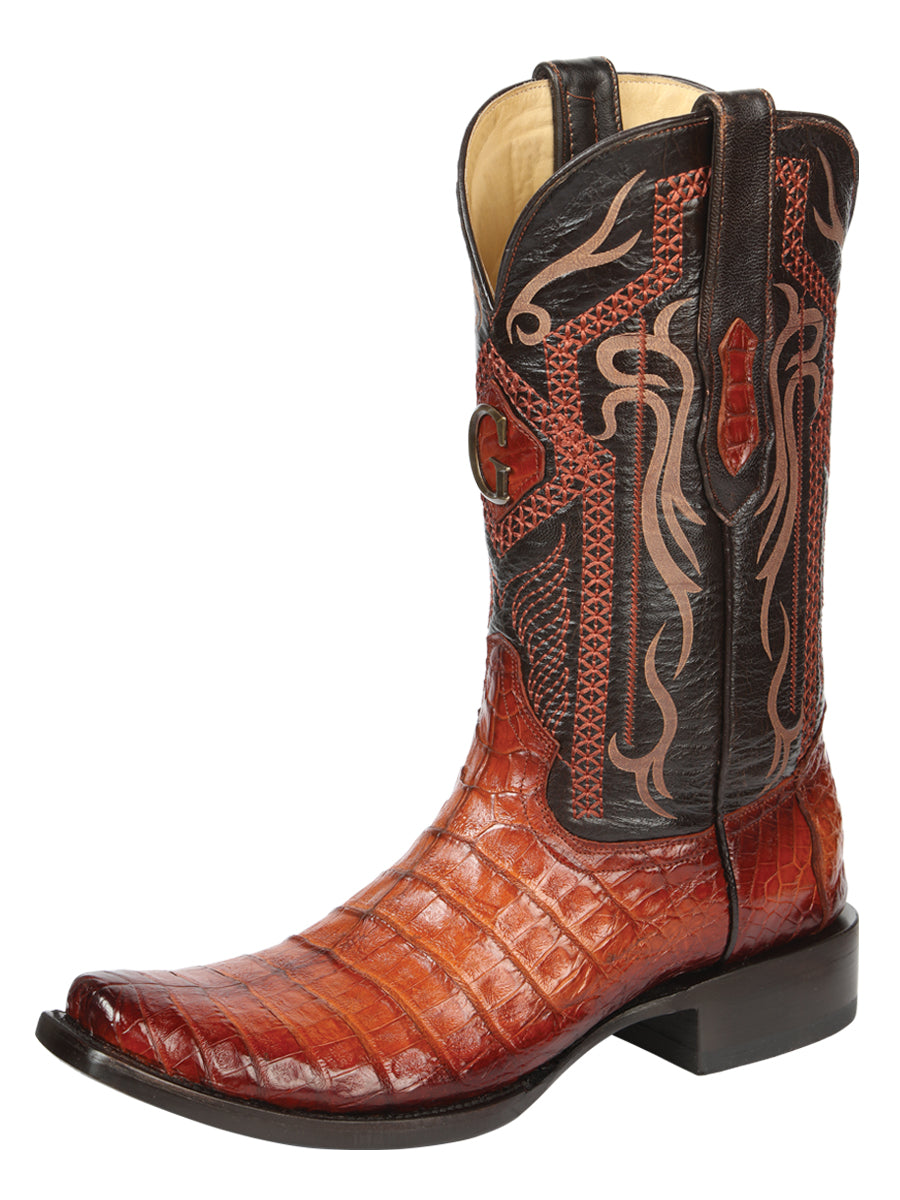 El General Men's Exotic Caiman Belly Cowboy Boots - Cognac 45520