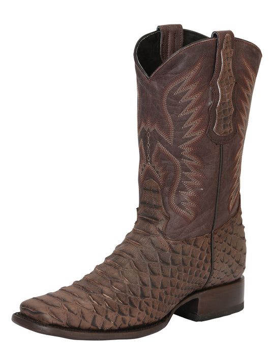 El General Men’s Python Imitation Rodeo Boots - Brown 45527