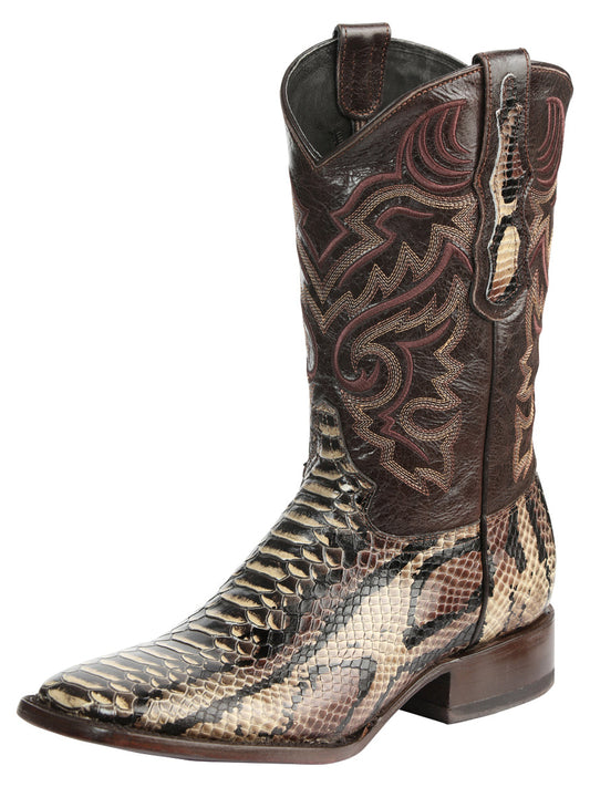 El General Men’s Python Imitation Rodeo Boots - Brown 45528
