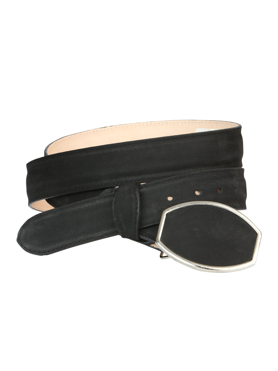 Cinturón negro de nobuk occidental para hombre El General 45575