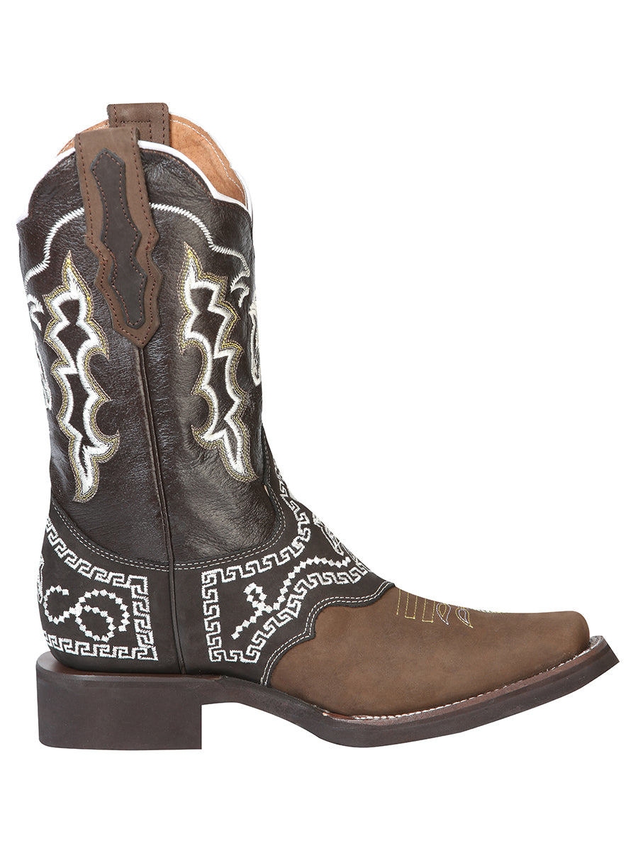 El General Rodeo Boot - Nobuck Dark Brown with Embroidery 51117