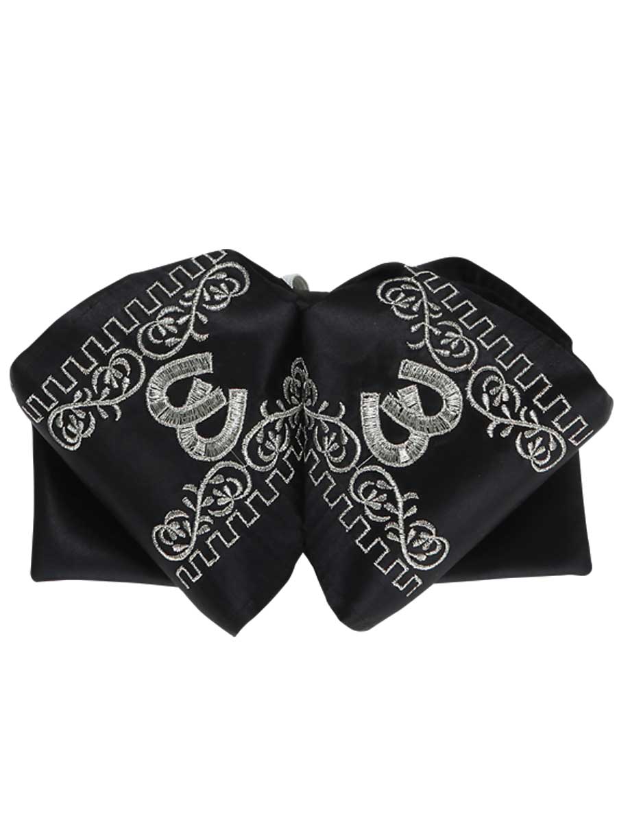 Adult 
Mexican Charro Bow Tie 100% Polyester Black/Silver 600134