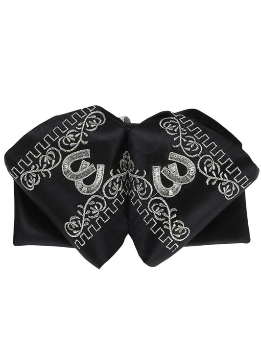 Adult 
Mexican Charro Bow Tie 100% Polyester Black/Silver 600134