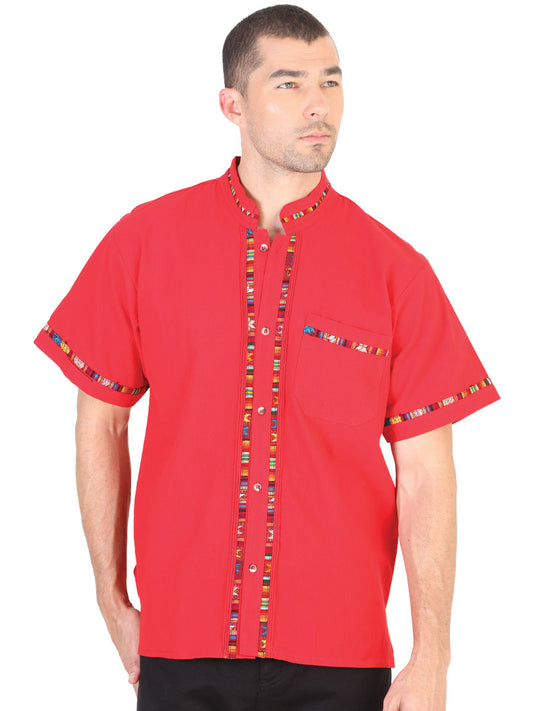 Mexican Artisanal Guayabera100% Cotton Red 601820