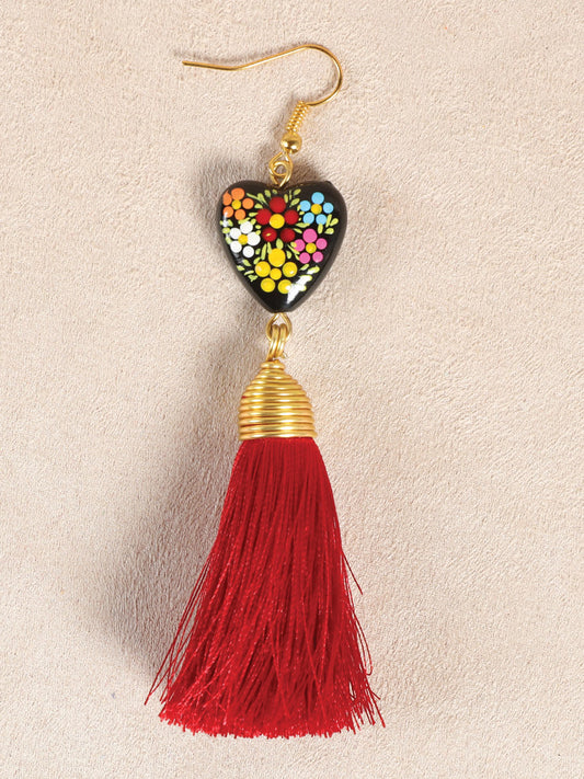 Artisanal Hand Painted Earrings Red 602162