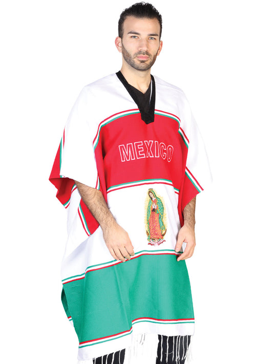 Artisanal Mexican Poncho 100% Acrylan Tricolor 602561