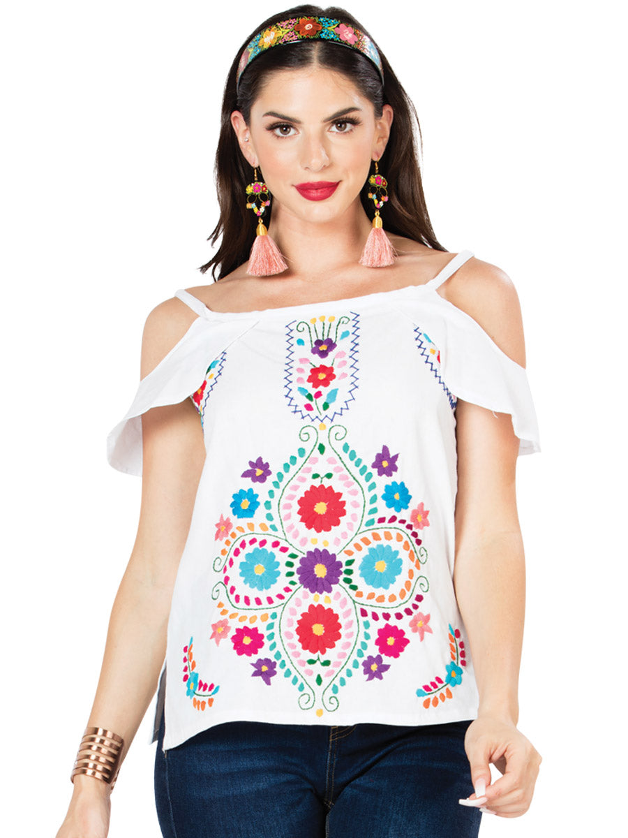 Blusa Bordada Artesanal 100% Algodón Blanca 603067