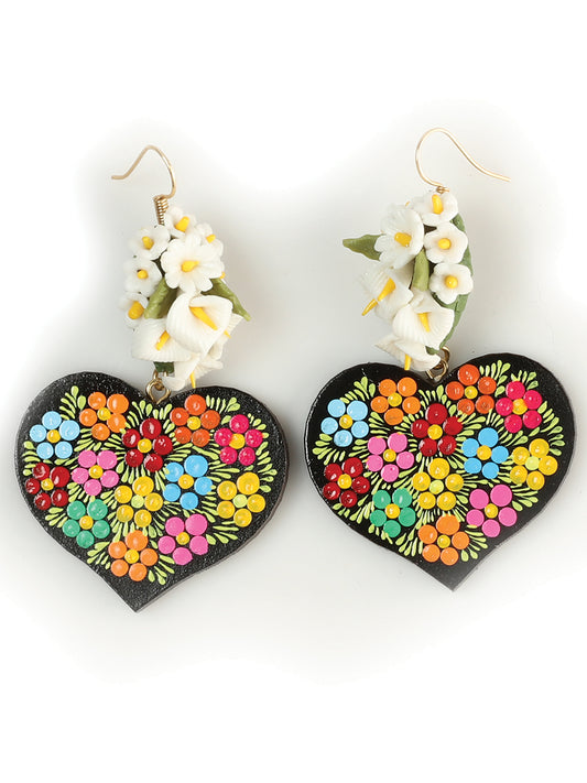 Artisanal Hand Painted Earrings Multicolor 603108
