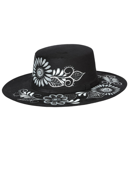 Artisanal Mexican Hand-Painted Hat Suede Black 603725
