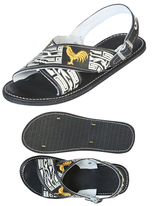 Mexican Artisanal Sandals 50% Leather, 50% Synthetic Black 603790